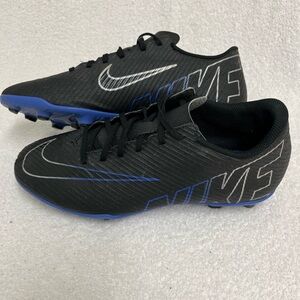 Nike Mercurial Black Blue Men's Soccer Cleats Plastic Outsole Lace Up Low Top